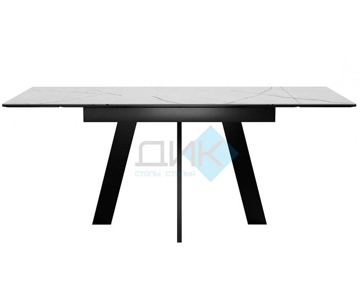 Стол обеденный DikLine SKM120 Black, белый мрамор