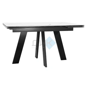 Стол обеденный DikLine SKM140 Black, белый мрамор