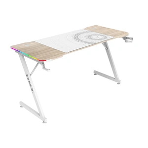 Геймерский стол ZONE 51 TRINE 140 RGB Wood/White, белый