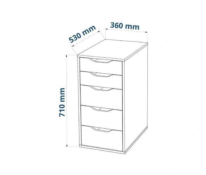 Комод Ингар 5, серо-бирюзовый