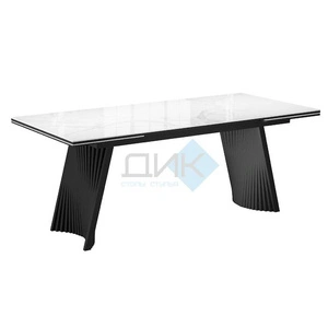 Стол обеденный DikLine KD180 Black, белый мрамор