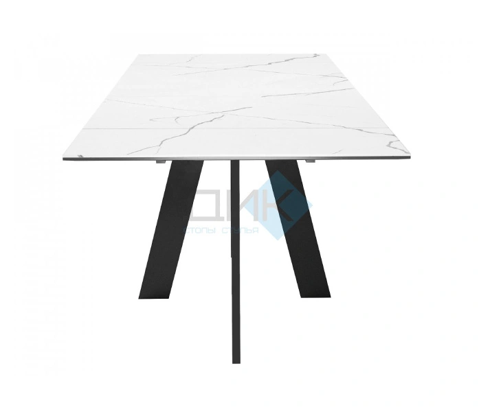 Стол обеденный DikLine SKM140 Black, белый мрамор