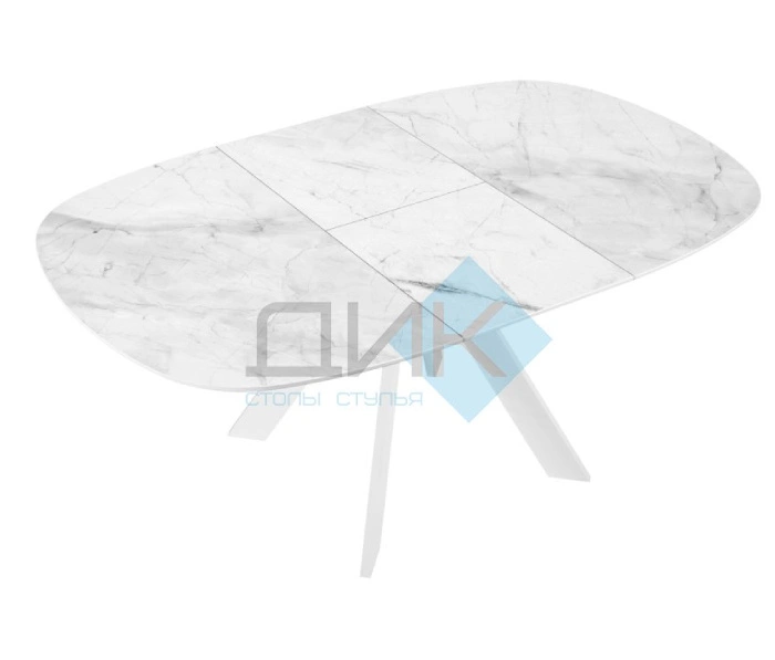 Стол обеденный DikLine BK100 White, Керамика Белый мрамор