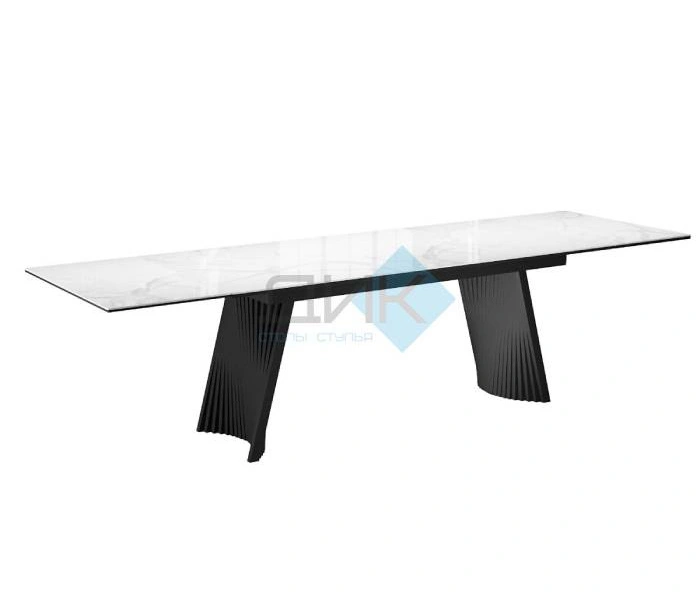 Стол обеденный DikLine KD180 Black, белый мрамор