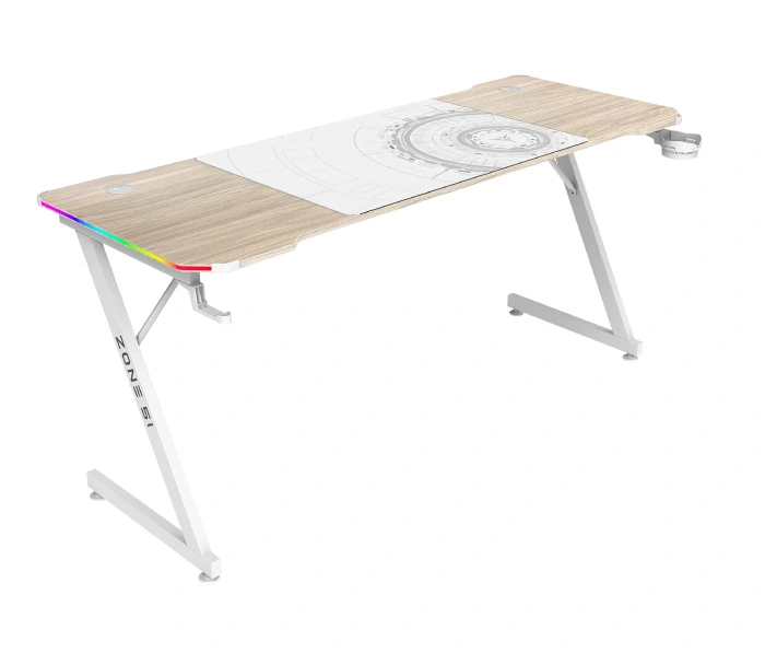 Геймерский стол Zone 51 Trine 160 RGB Wood/White