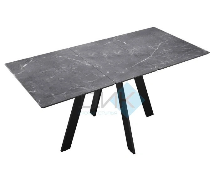 Стол обеденный Dikline DKD140 Black, мрамор серый