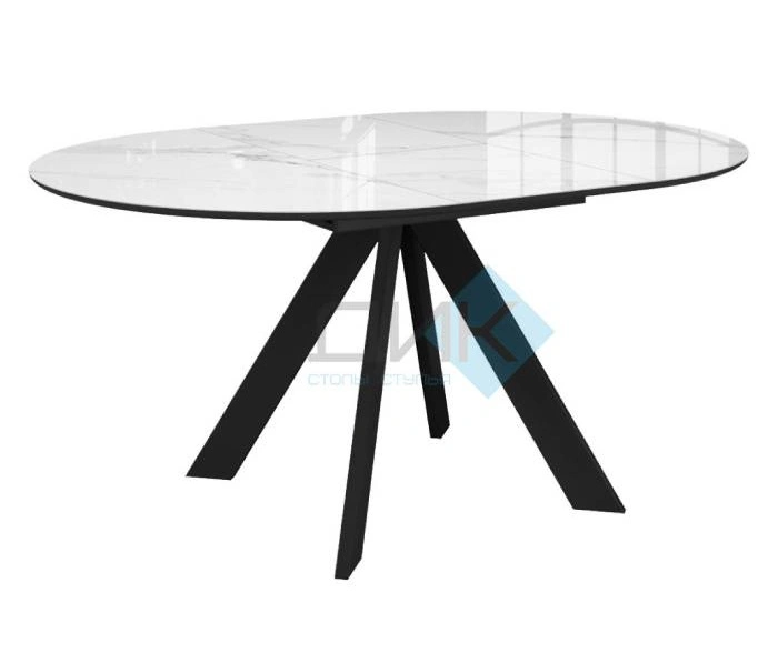 Стол обеденный Dikline SFC110 Black, белый мрамор
