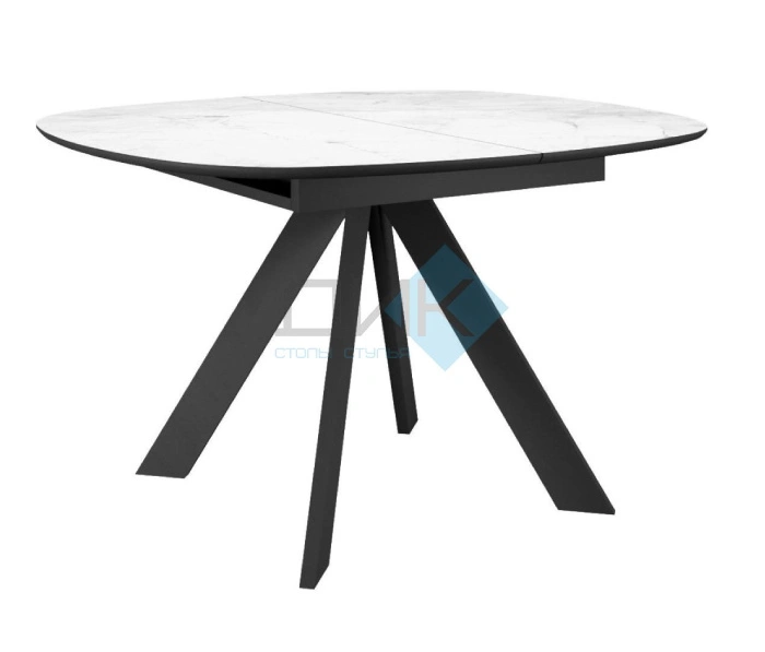 Стол обеденный DikLine BK100 Black,Белый мрамор