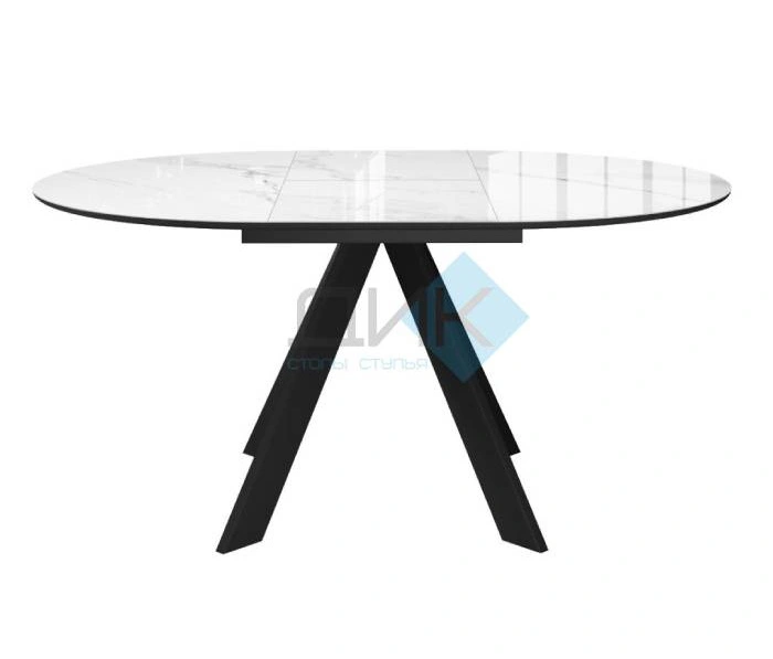 Стол обеденный Dikline SFC110 Black, белый мрамор