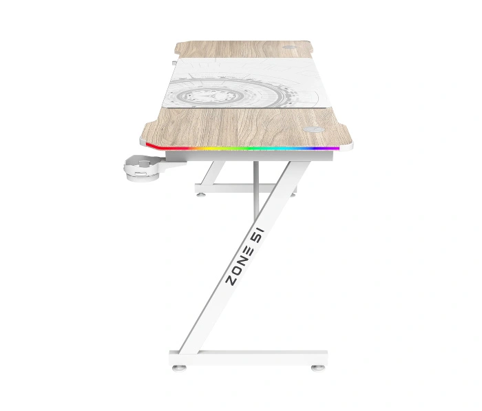 Геймерский стол Zone 51 Trine 160 RGB Wood/White