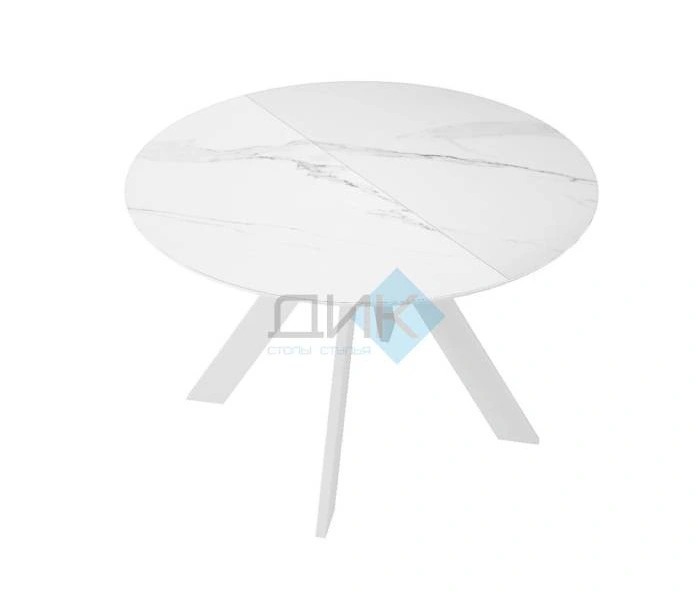 Стол обеденный DikLine SKC100 White, Керамика Белый мрамор
