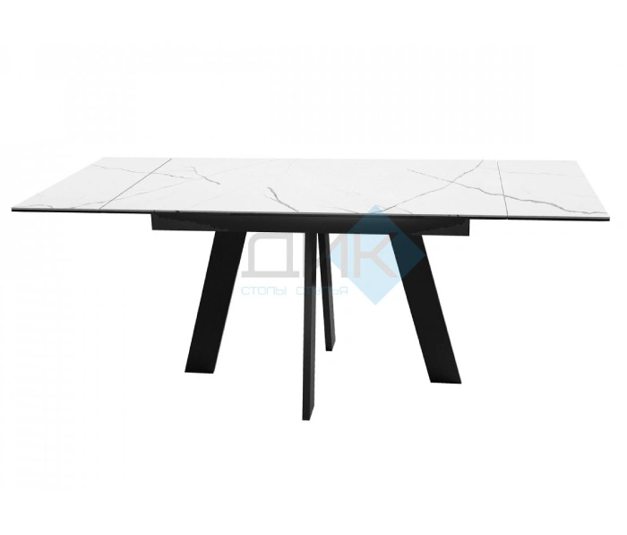 Стол обеденный DikLine SKM140 Black, белый мрамор