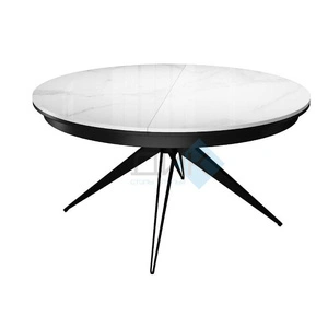 Стол обеденный Dikline KW120 Black, керамика белый мрамор C11
