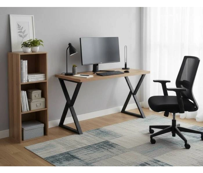 Стол письменный KingStyle Laud Black, дуб элисон светлый