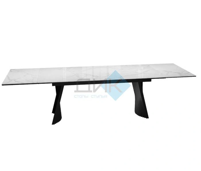 Стол обеденный DikLine KD180 Black, белый мрамор