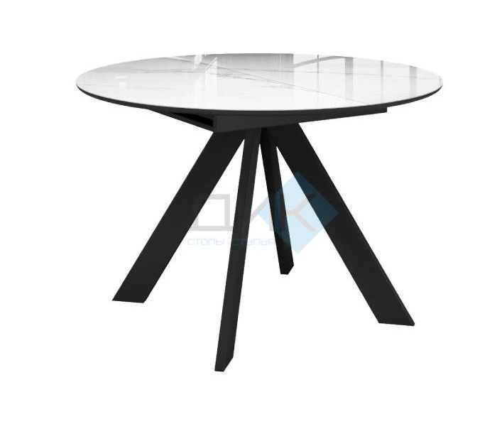 Стол обеденный Dikline SFC110 Black, белый мрамор