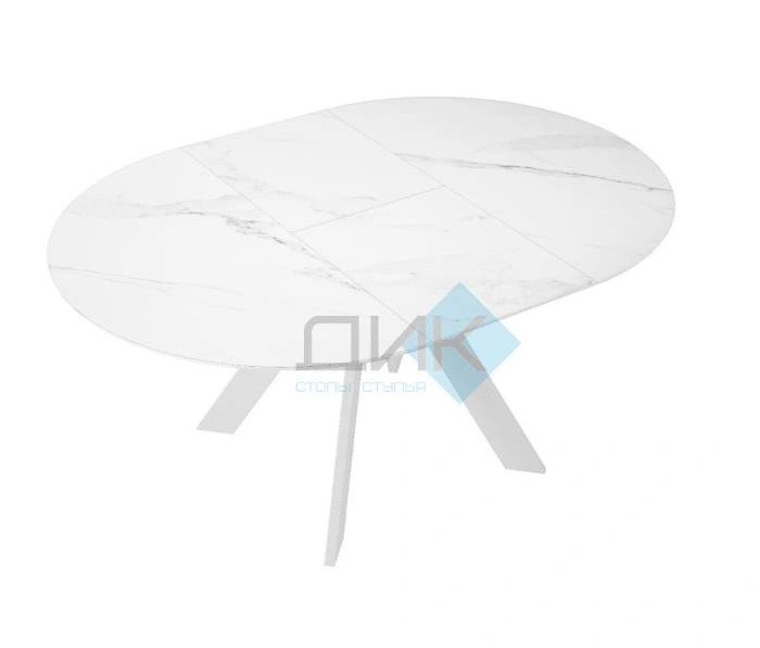 Стол обеденный DikLine SKC100 White, Керамика Белый мрамор
