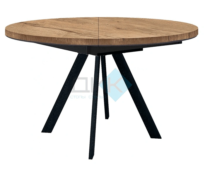 Стол обеденный DikLine RD120 Black, дуб галифакс