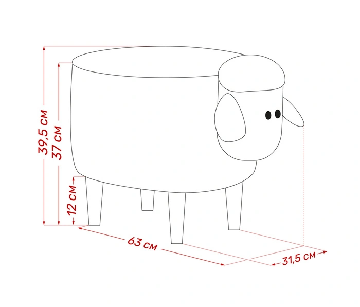 Пуф Leset Lamb Combi, белый мех 51-1 / 273