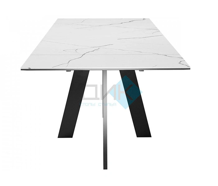 Стол обеденный DikLine SKM120 Black, белый мрамор