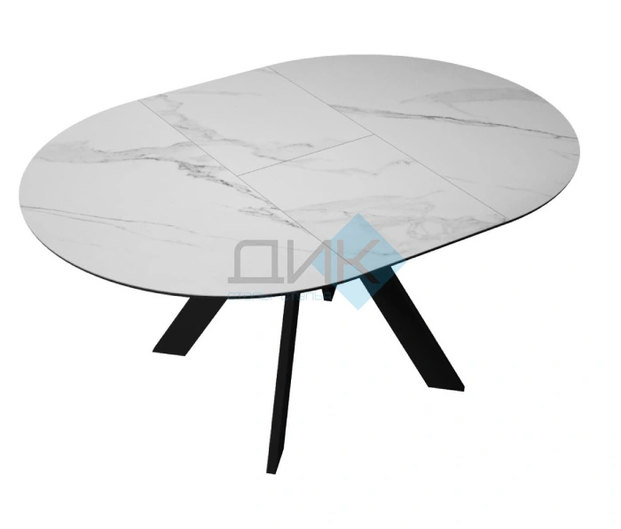 Стол обеденный DikLine SKC100 Black, Белый мрамор