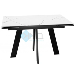Стол обеденный DikLine SKM120 Black, белый мрамор