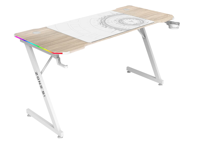 Геймерский стол ZONE 51 Trine 140 RGB Wood/White