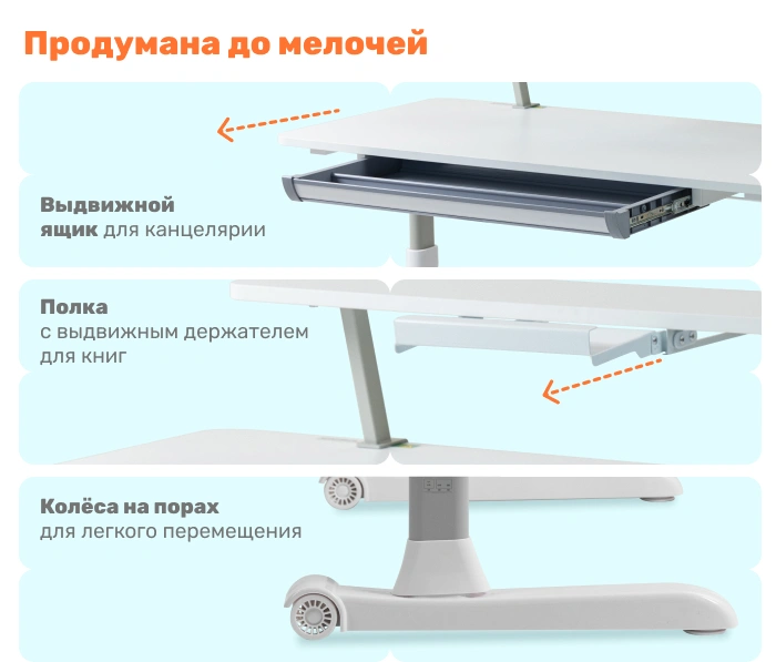 Стол регулируемый YOKA Slame 120, серый